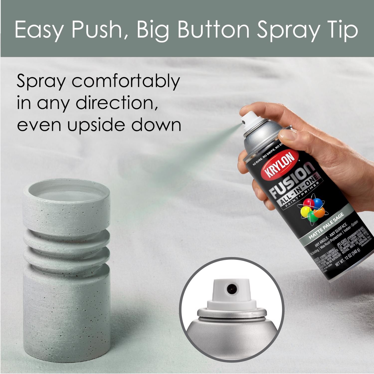 Krylon K02761007 12 Oz Pale Sage Matte Fusion All-In-One Spray Paint(Pack of 6)