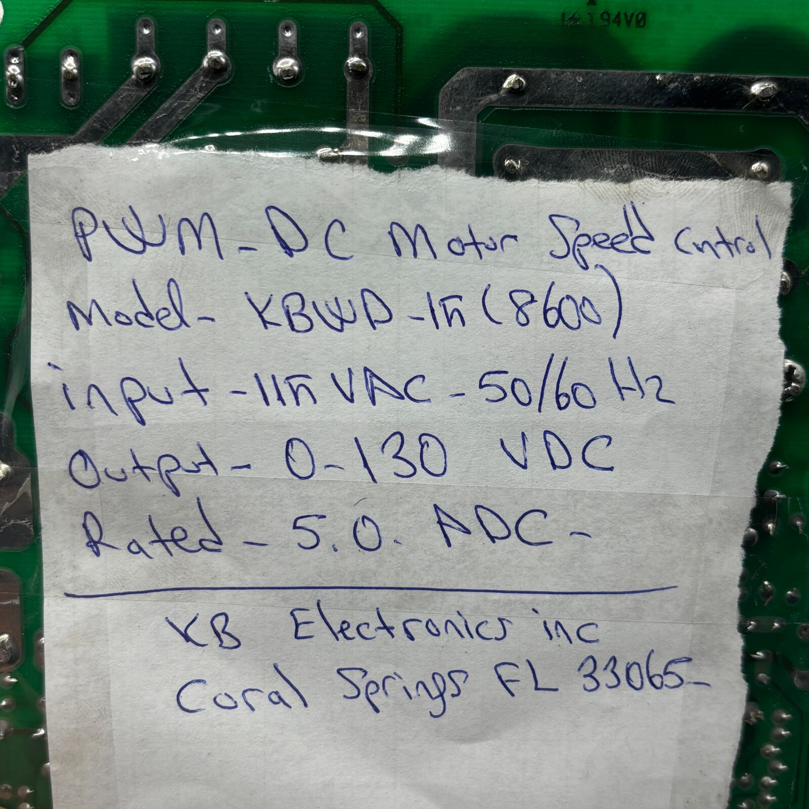 KB ELECTRONICS KBWD-15 (8600) PWM DC MOTOR SPEED CONTROL 115VAC 50/60HZ 🔔