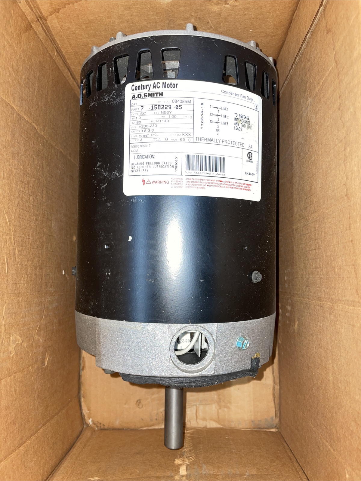 New in Box! Trane MOT1826 – 1Hp 200-230V 1140Rpm 56 Motor
