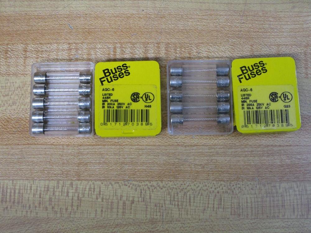 Buss AGC-6 Bussmann Fuse Cross Ref 4XH47, 3AG Jagged Wire Element (Pack of 10)