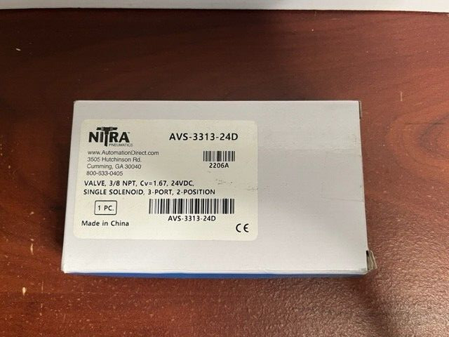 NITRA AUTOMATION DIRECT AVS-3313-24D 24V 3-PORT SOLENOID VALVE 20-115 PSI NEW