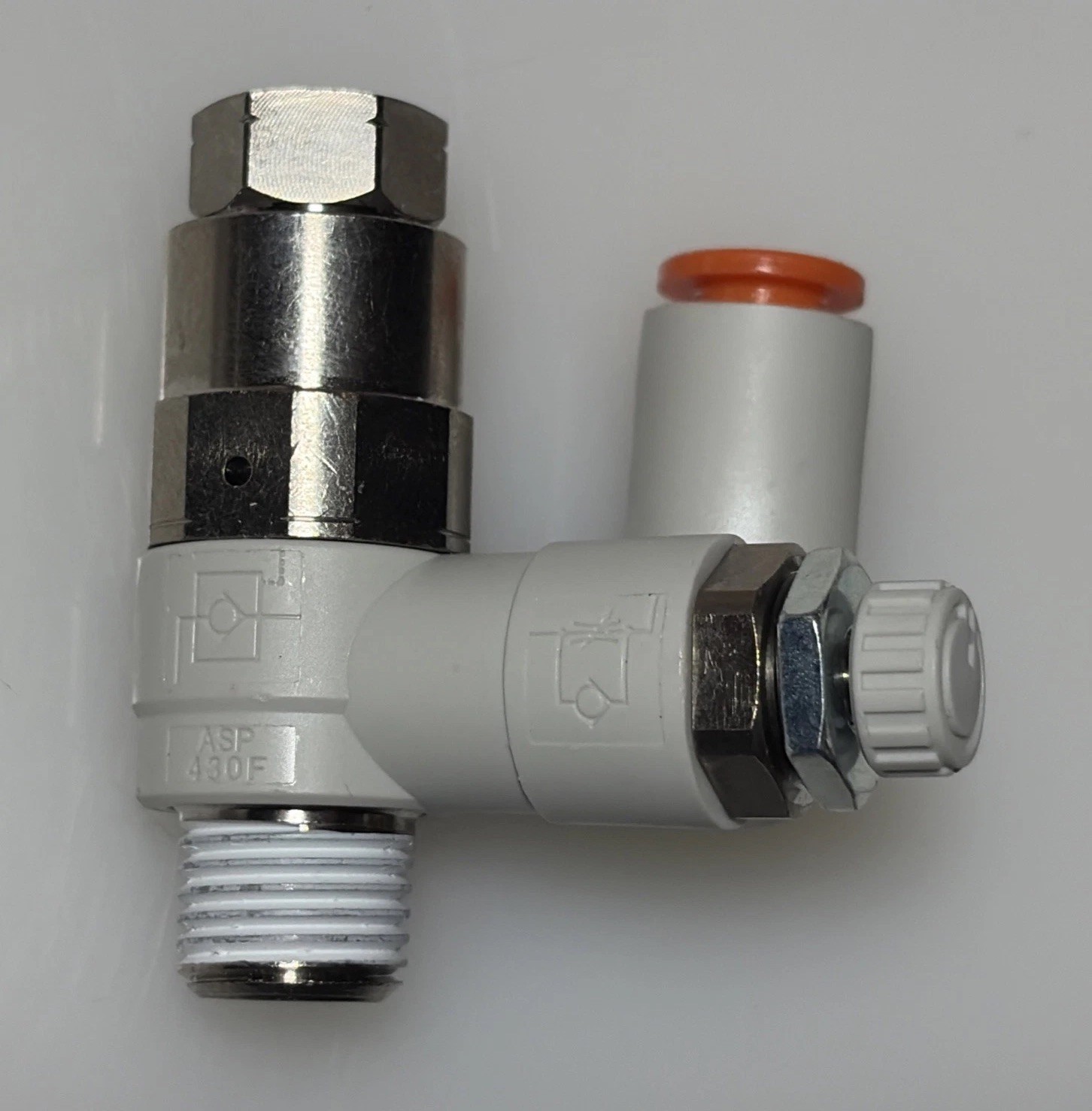 SMC ASP430F-N02-07S SPEED CONTROLLER 1/4″ NPT PORT, 1/4″ TUBE *NEW OPEN BOX *