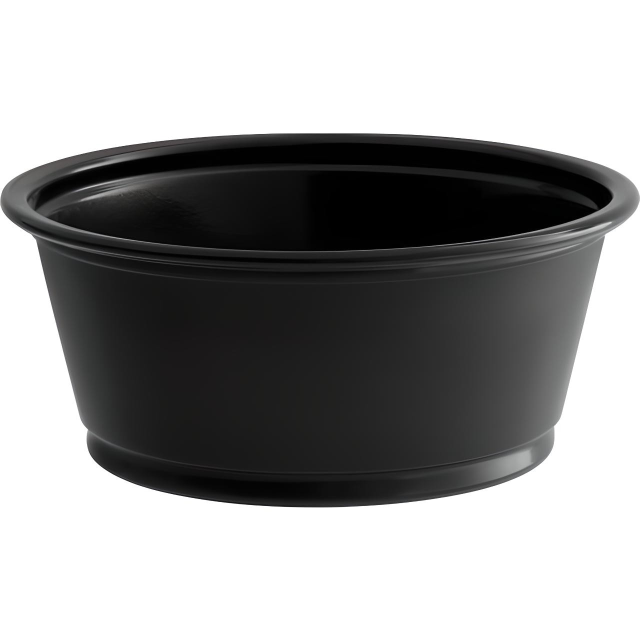 OCS Parts 100-Count Black Plastic Portion Souffle Cups with Lids | 3.25-Ounce