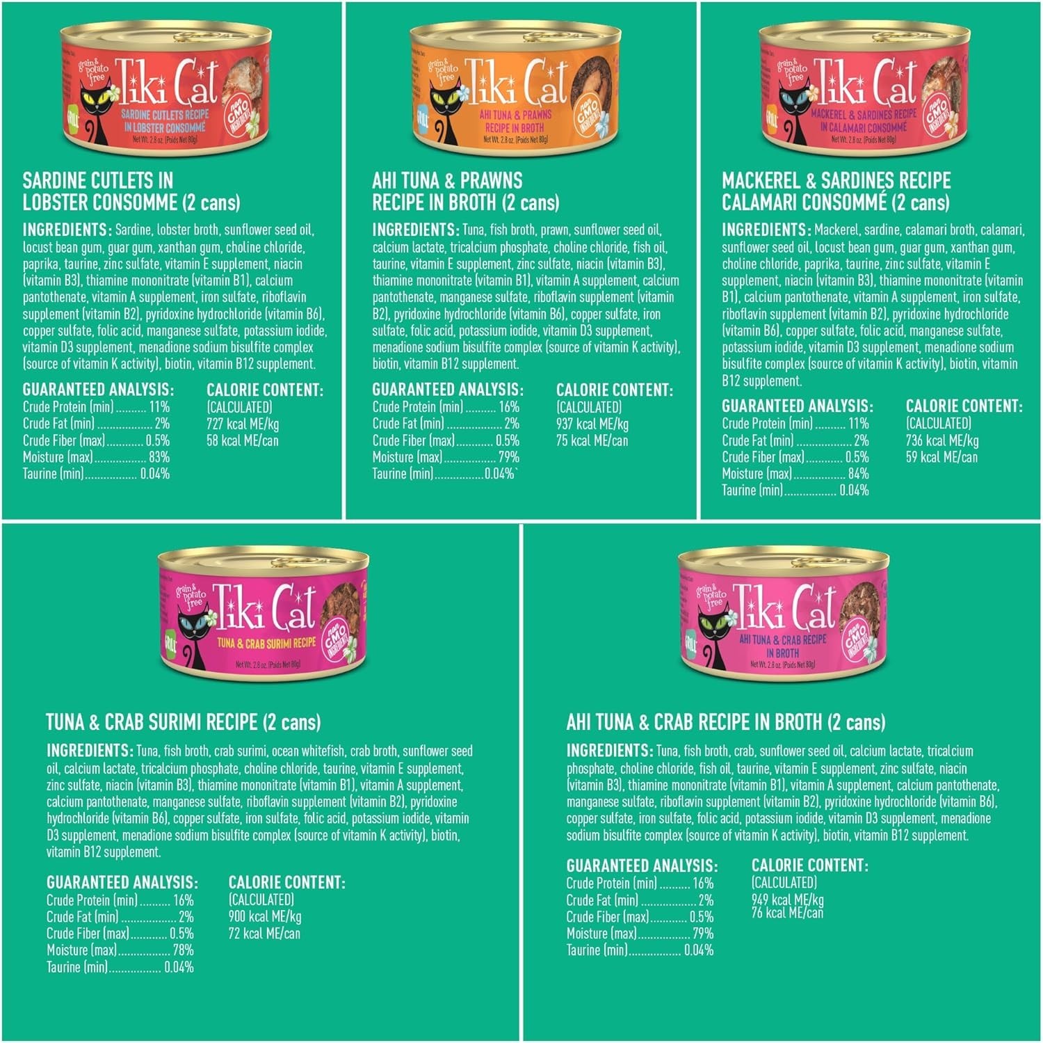Tiki Cat Seafood Selects Wet Cat Food Mega Pack, 2.8 oz Can (36 Count)