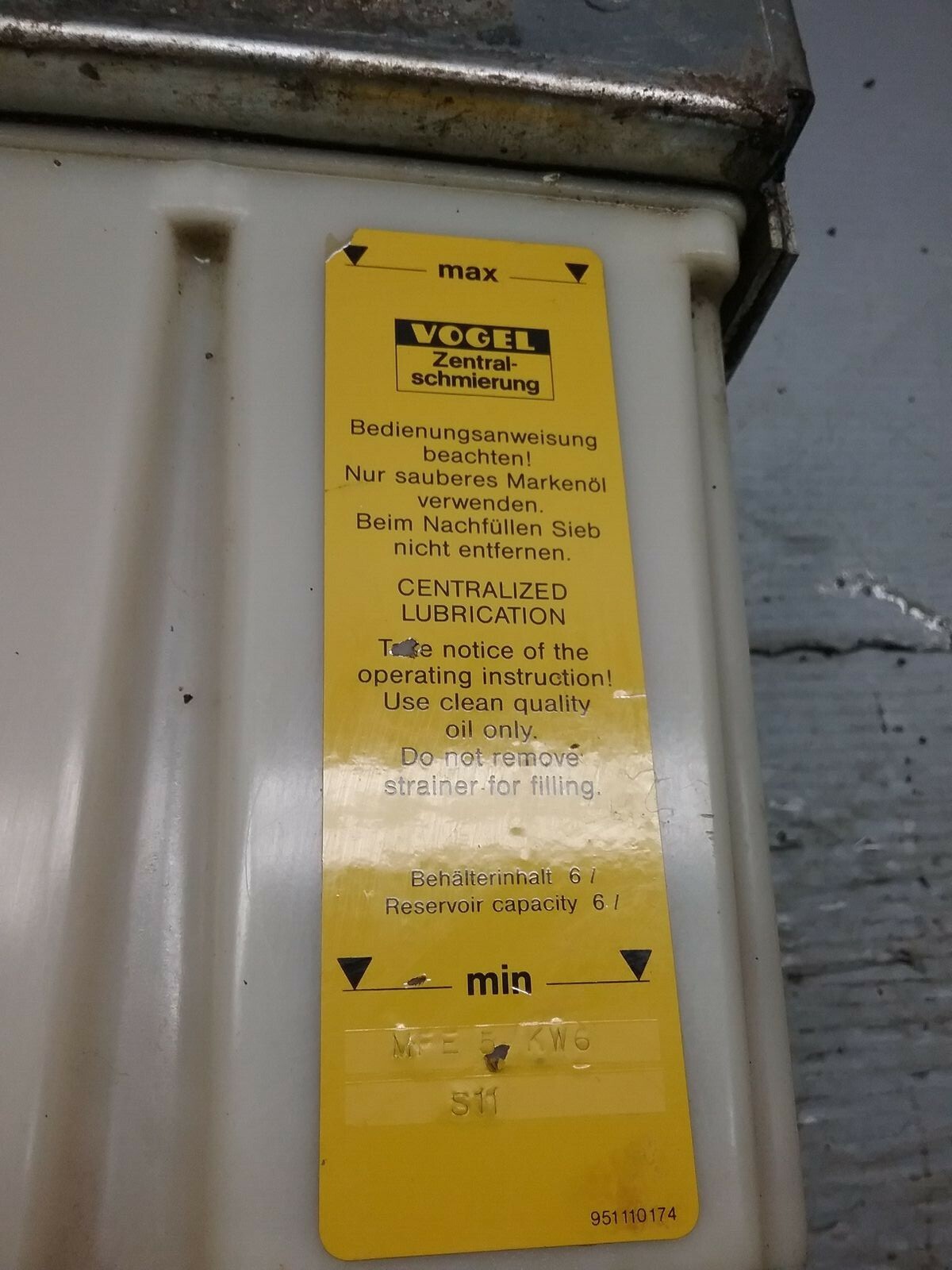 Vogel #MFE 5 KW6 LUBE UNIT MFE5KW6_511 lubrication oiler