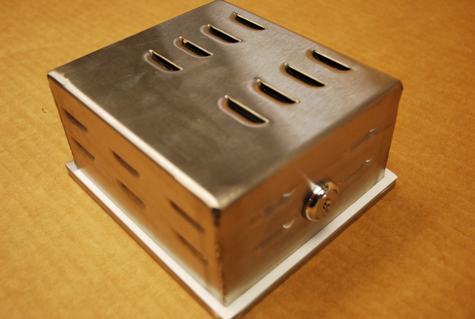 New, Free Ship, Universal locking thermostat guard cover, stainless steel