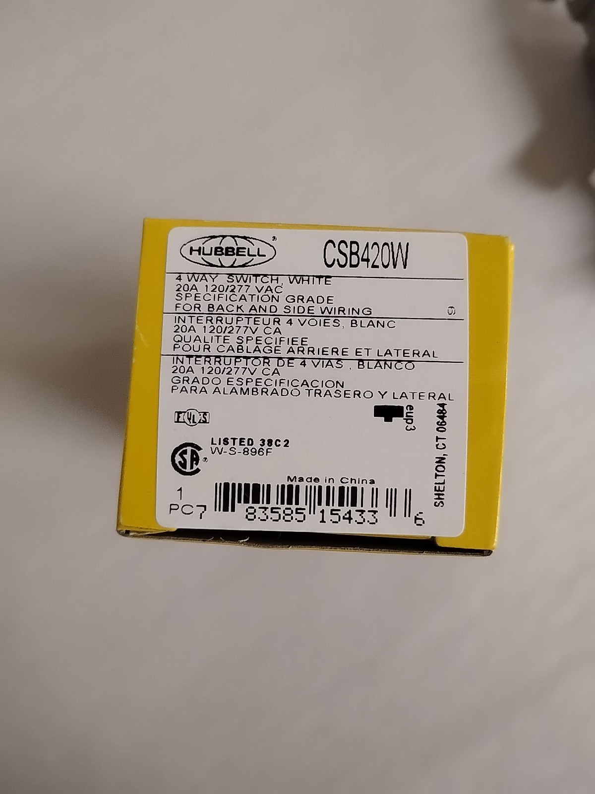 (10) Hubbell CSB420W 20A 120/277VAC 4-Way Spec Grade Toggle switch. New