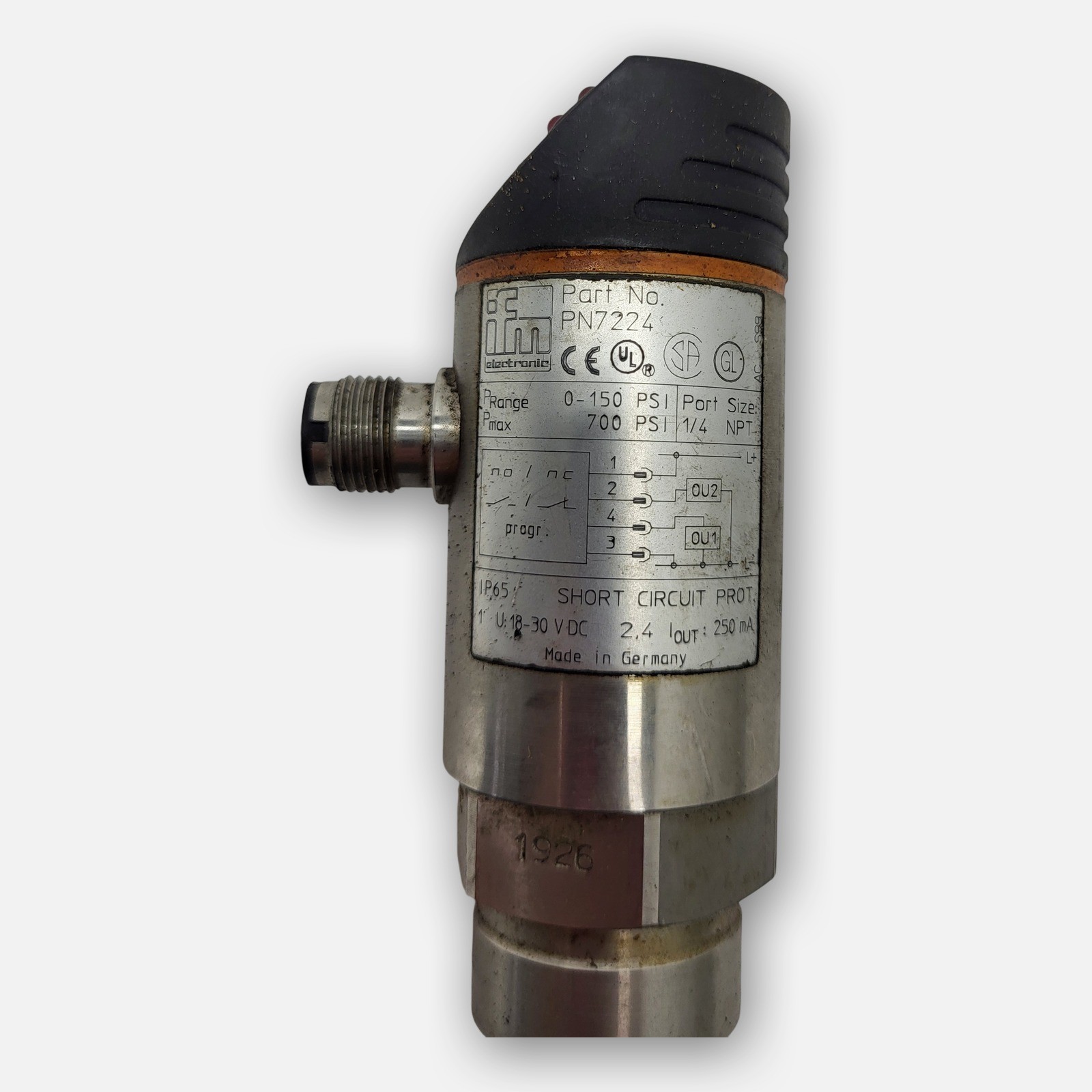 IFM PN7224 PRESSURE SENSOR SWITCH PORT SIZE 1/4″