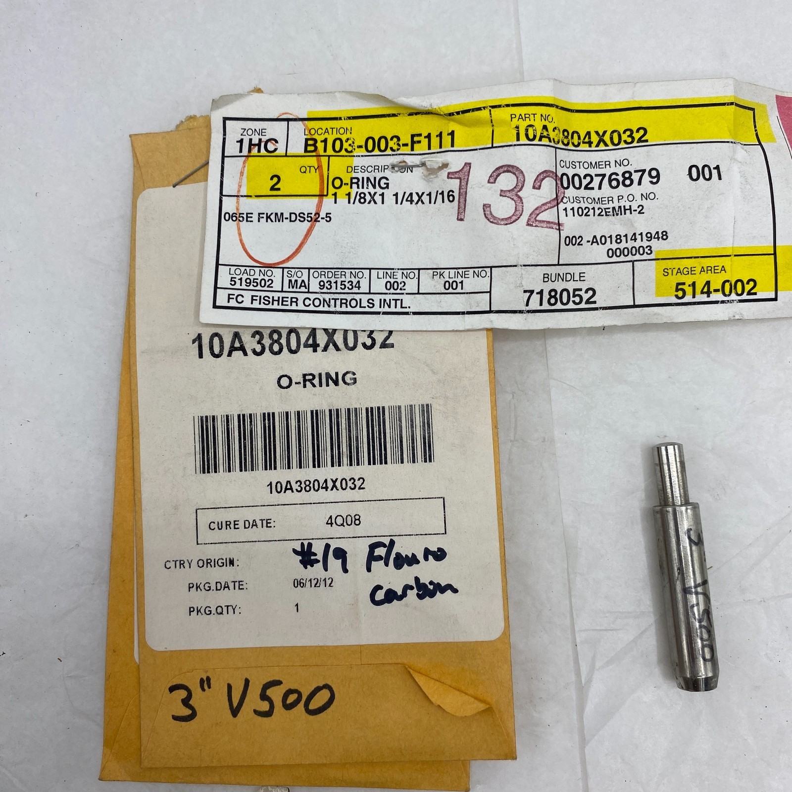 FISHER PARTS RV500X00032 REPAIR KIT V500 3″, NITRILE SEALS, EMERSON, O-RING 🎯