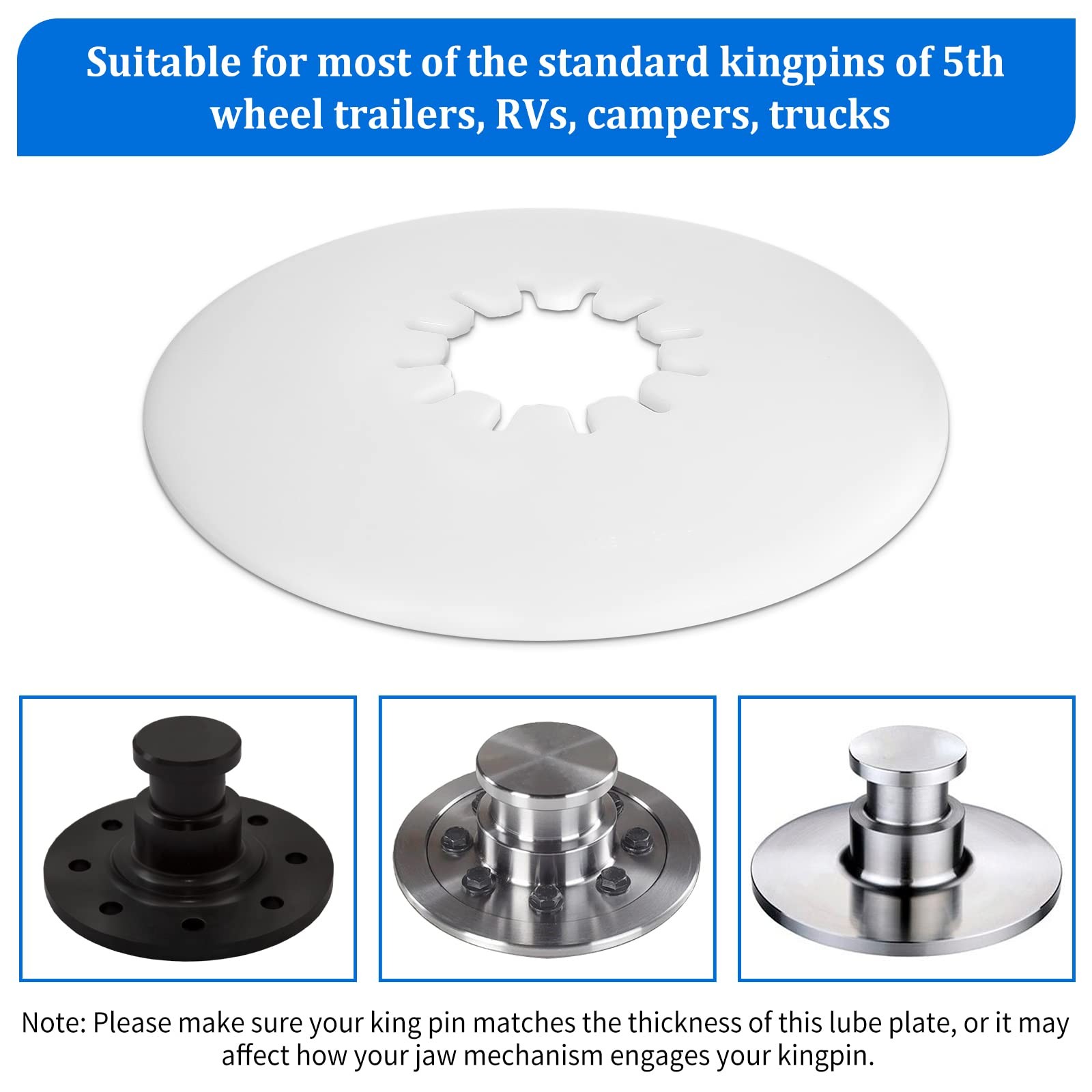 5th Wheel Lube Plate for Trailer RV Camper Truck – 10-Inch Diameter Fifth Whe…