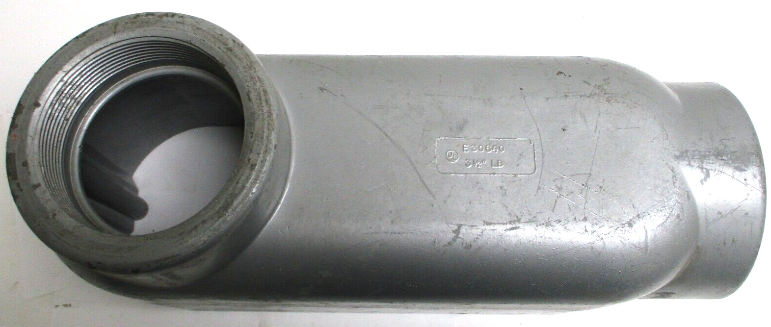 UN-BRANDED , E30640 , 3-1/2″ LB , ALUMINUM CONDUIT ELBOW , w/o COVER , SURPLUS