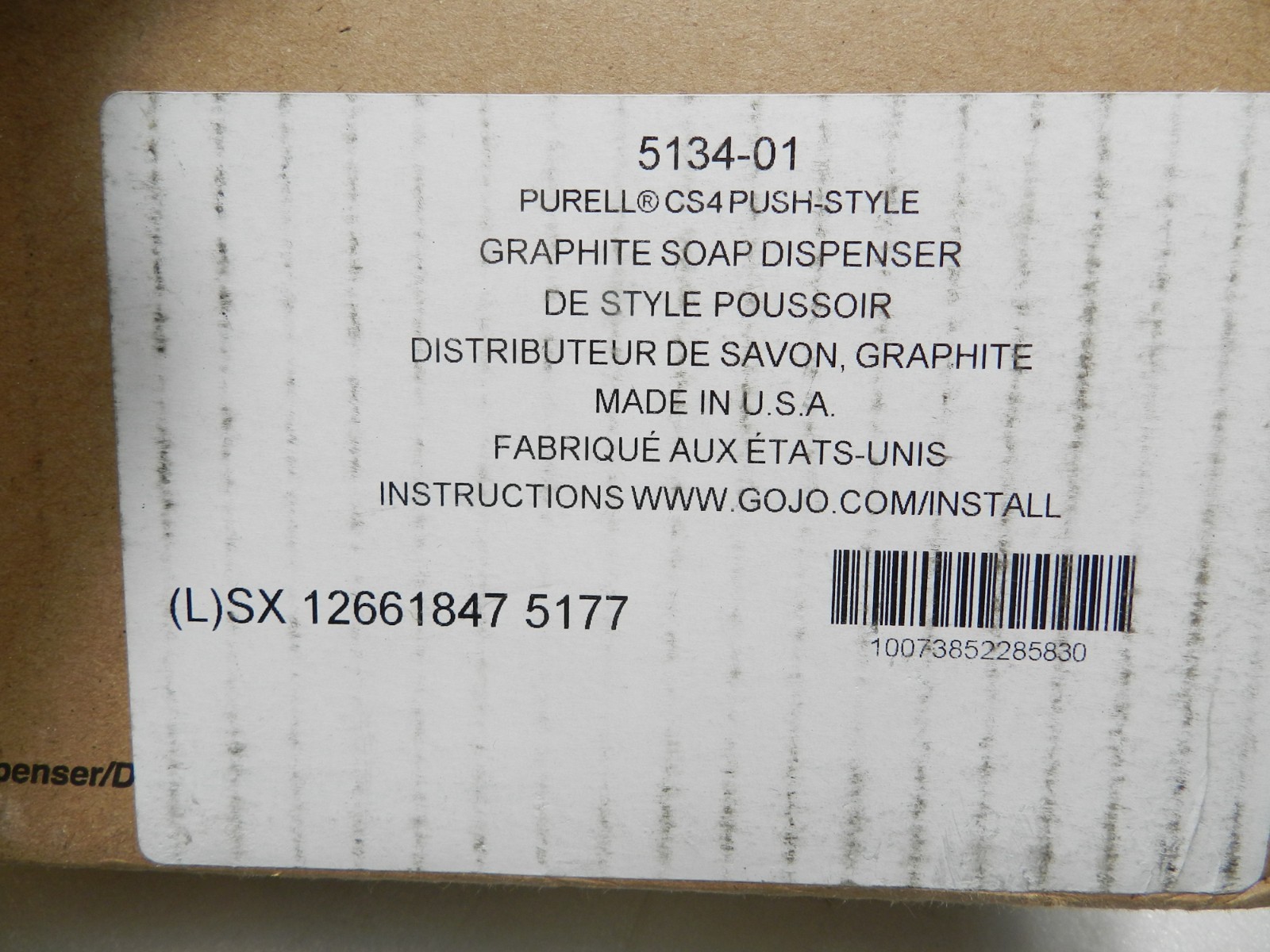 Purell 5134-01 Soap Dispenser, Wall Mount, Manual, Push Style, Graphite H7K