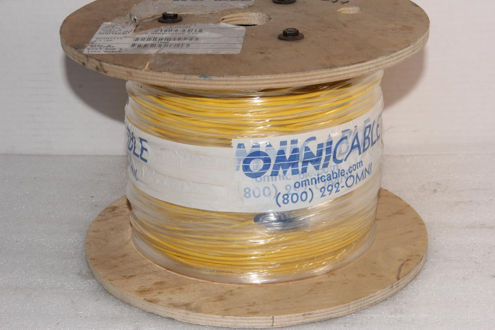 OMNI CABLE L720ST-08 20AWG 10-Strand PVC 600V/1000V Yellow Hook-Up Wire 1000FT