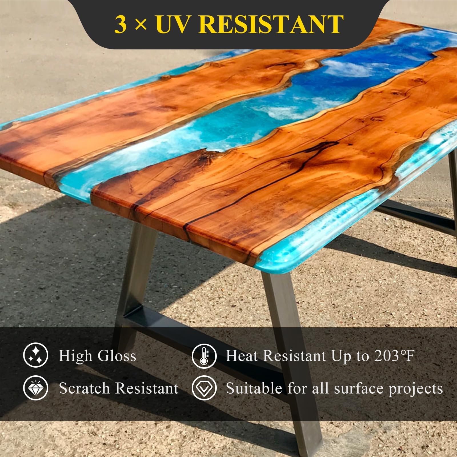 1 Gallon 3× UV Resistant Epoxy Resin Kit – Ultra Clear Non-Yellowing Formula …