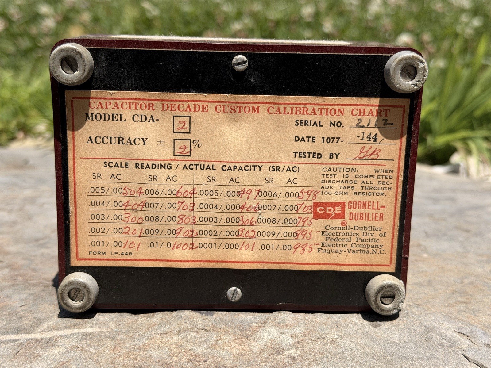 Cornell Dubilier CDE CDA-2 Decade Capacitor Box Tested Working Vintage Lab