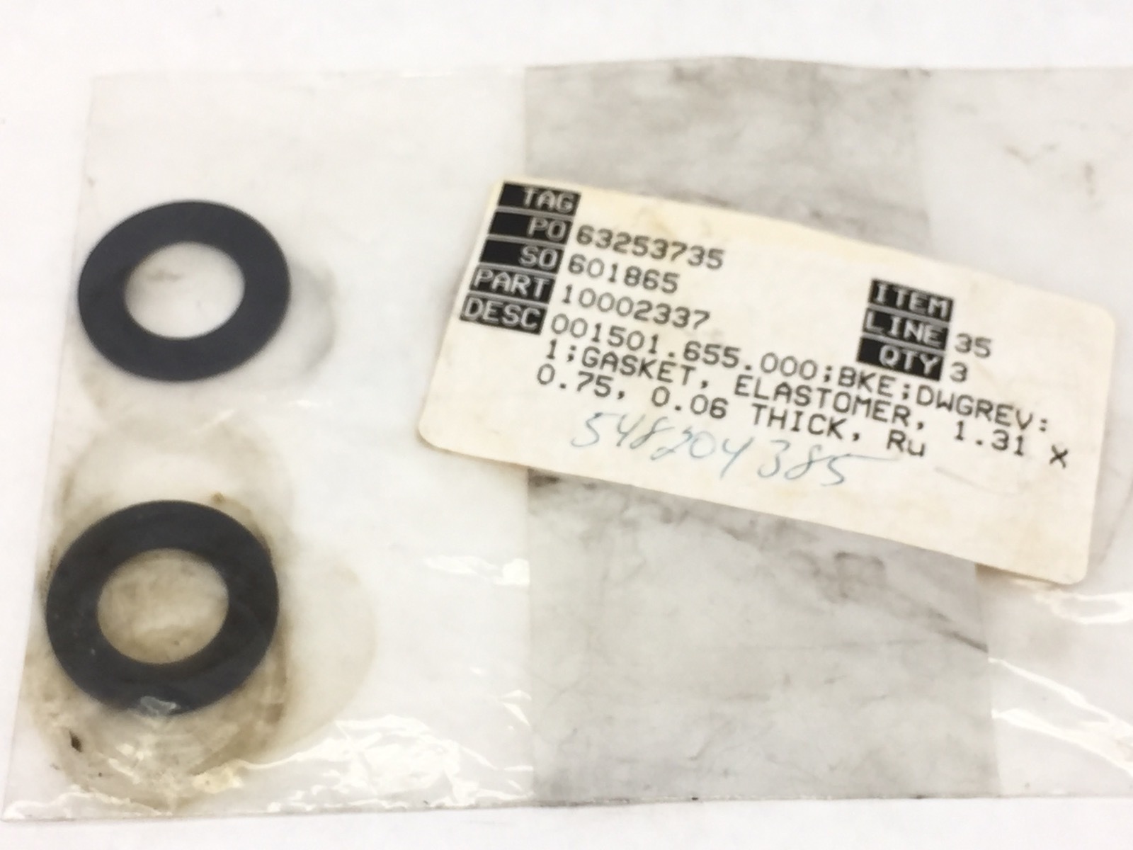 NEW! ELASTOMER GASKET 1.31 X 0.75 X 0.06 2-PACK (A535)