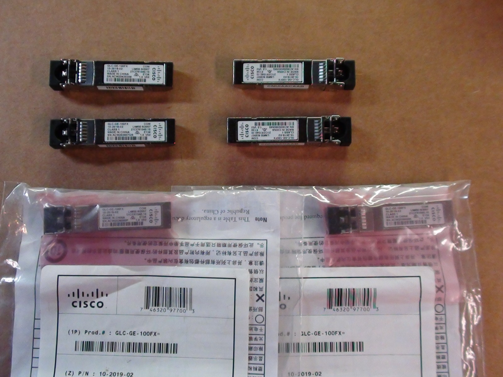 New CISCO GLC-GE-100FX 100BASE-FX SFP Transceiver (LOT of 6)