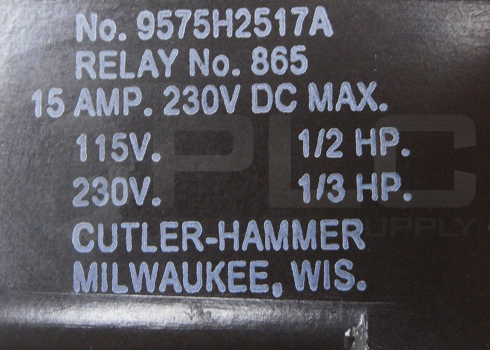 NEW CUTLER HAMMER 9575H2517A CONTROL RELAY 15A 230VDC 1/2HP