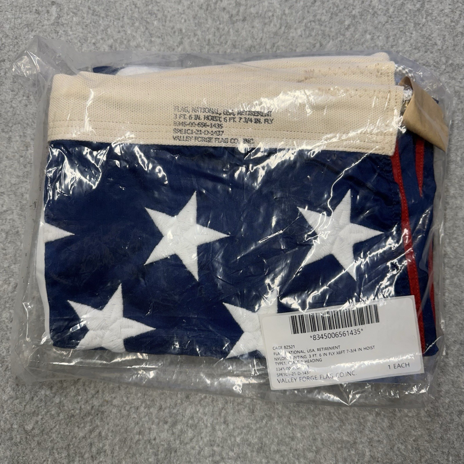 Valley Forge Flag Co 50 Star 3.5’x6.7’ Snap And Ring Attachment Stitched Stars