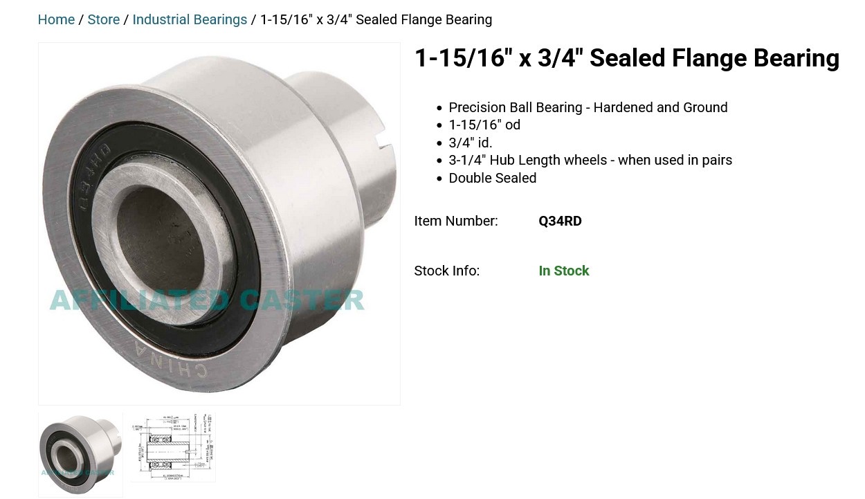 1 NEW ACOR Q34RD 1-15/16″ x 3/4″ SEALED FLANGE BEARING NNB ***MAKE OFFER***