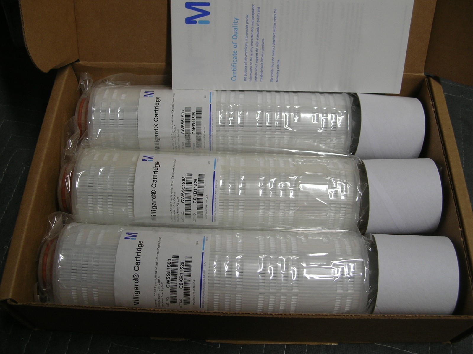 Millipore Milligard #CWSS51S03 3-Pack 10″ Cartridge Filter Code 5 0.5/0.2µm NEW