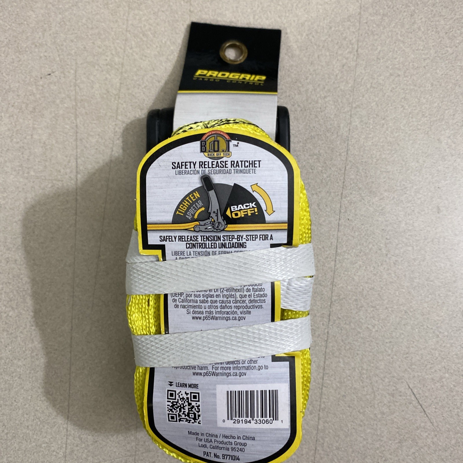 Progrip Cargo Control 330600 Tie-Down Strap, 16 Ft. L, 1-1/4″ W, Yellow