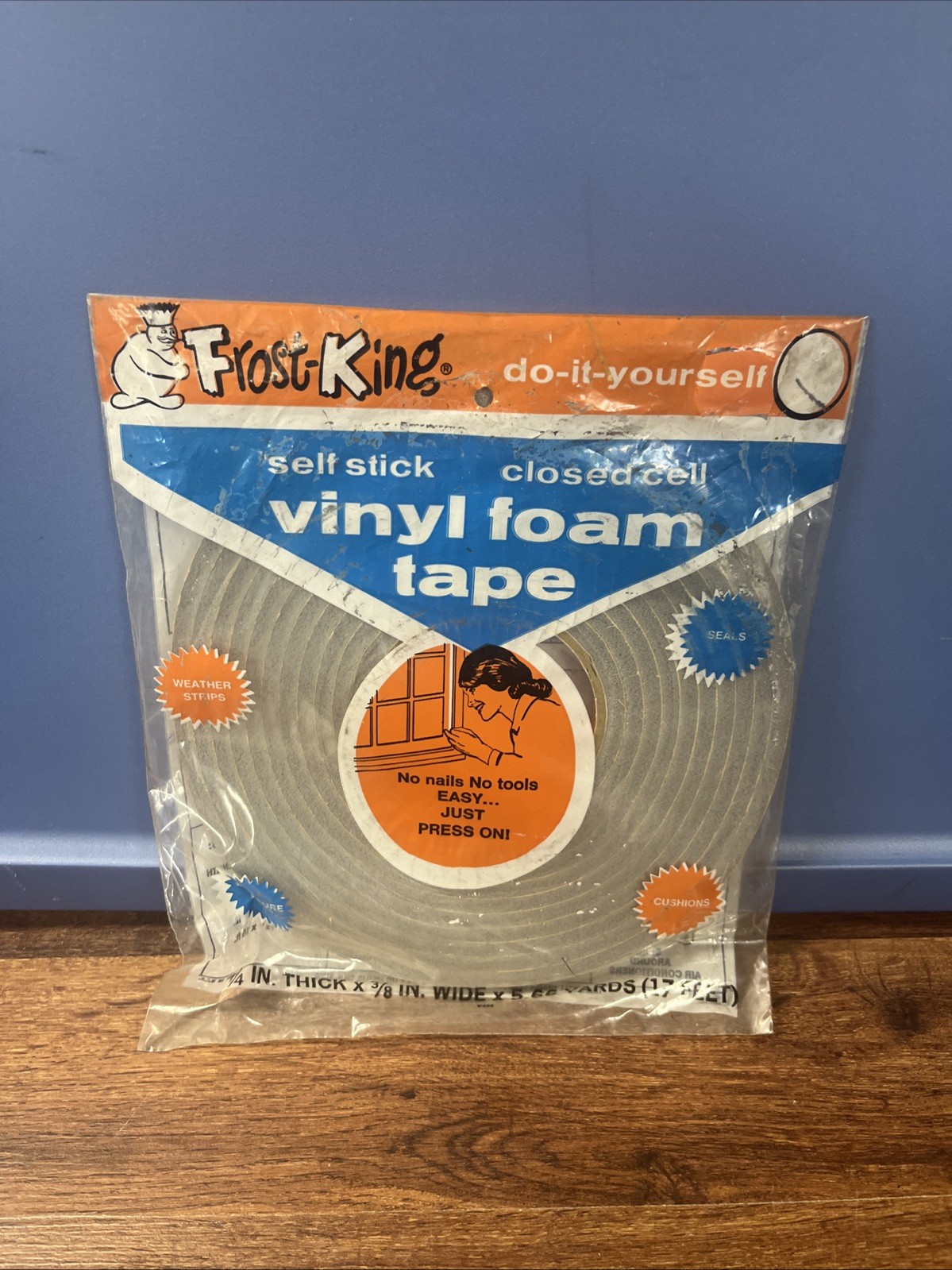 Vintage 1970’s NIP Frost King Vinyl Foam Weatherstripping 1/4x 3/8 Inch X 204 In