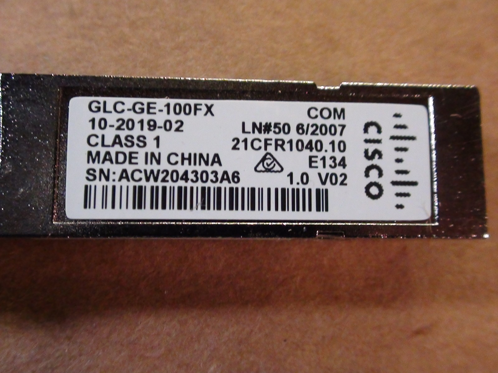 New CISCO GLC-GE-100FX 100BASE-FX SFP Transceiver (LOT of 6)