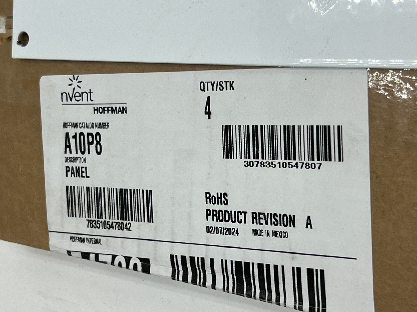 (Pack of 4) nVent Hoffman Panel for Junction Box Mild Steel White 10″ x 8″ A10P8