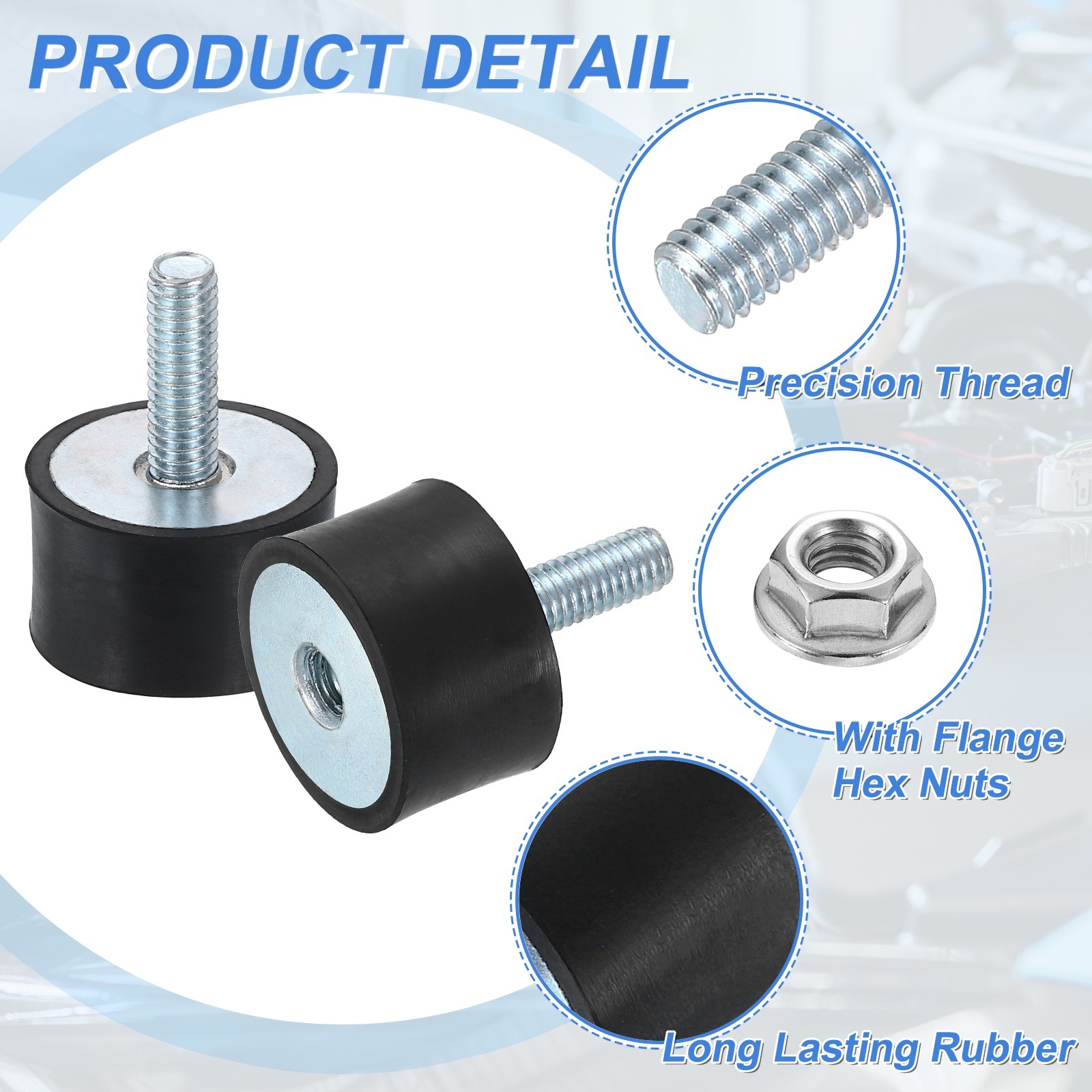 2Pcs M6x18mm Rubber Mounts, 24x15mm(DxH) Rubber Shock Absorber Mount with Nuts