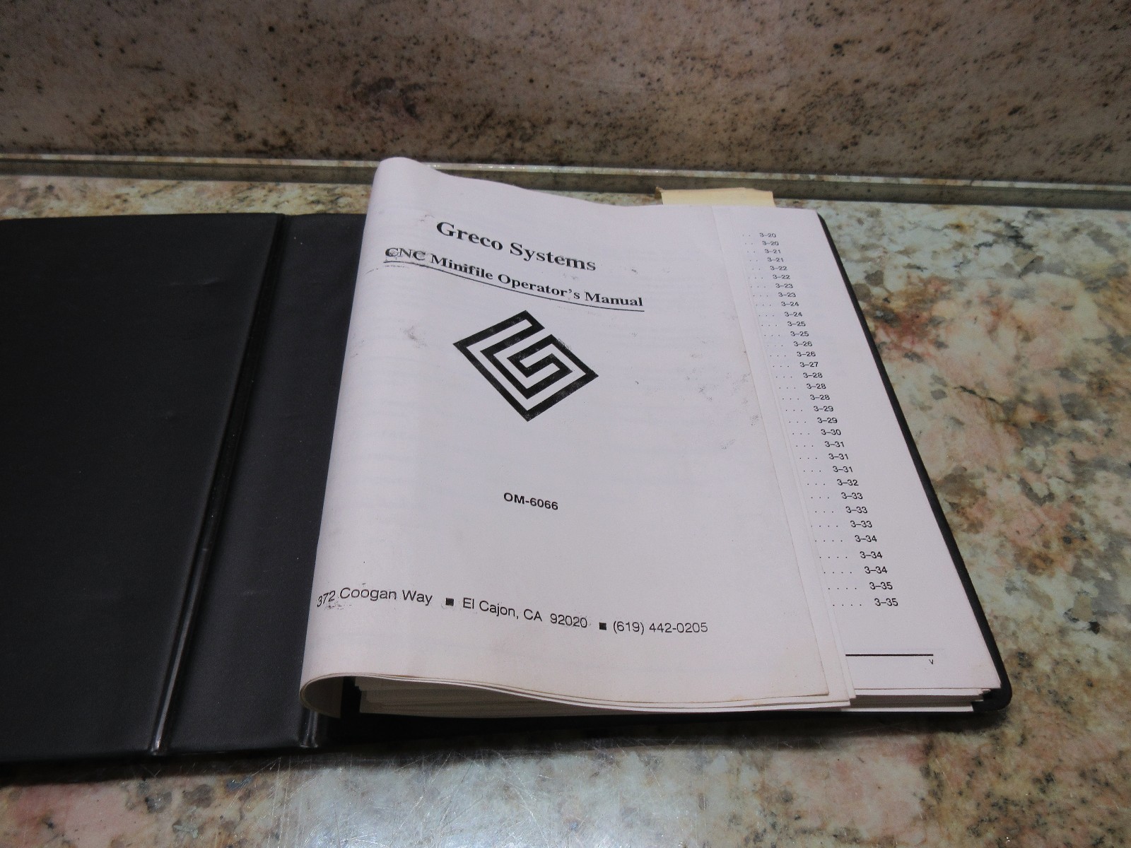 GRECO SYSTEMS OPERATORS MANUAL OM-6066 CNC MINIFILE BOOK MANUAL