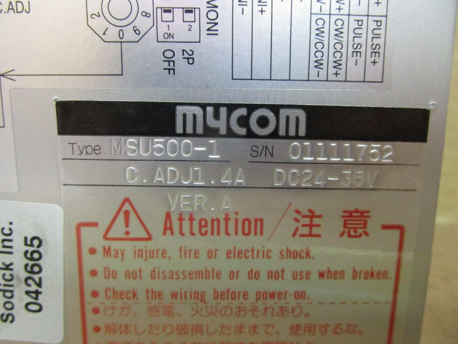 Mycom Micro Step Driver MSU500-1 MSU5001 24-36 VDC Ver A New
