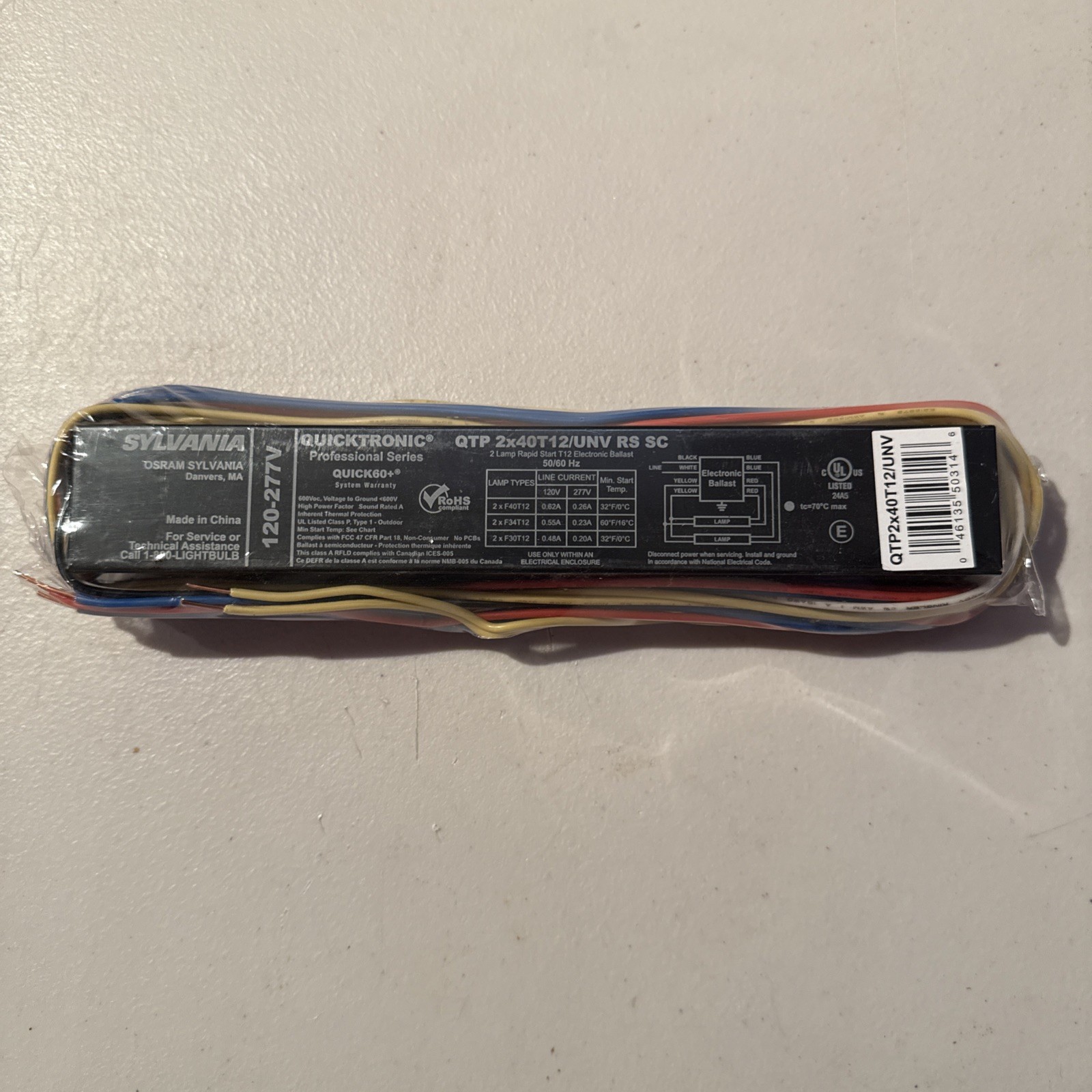 New Osram QTP2x40T12/UNV/RS/SC Electronic Ballast 120-277v