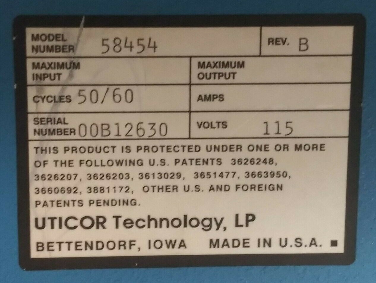 1 USED UTICOR TECHNOLOGY 58454 WELDER CONTROL BOX ***MAKE OFFER***