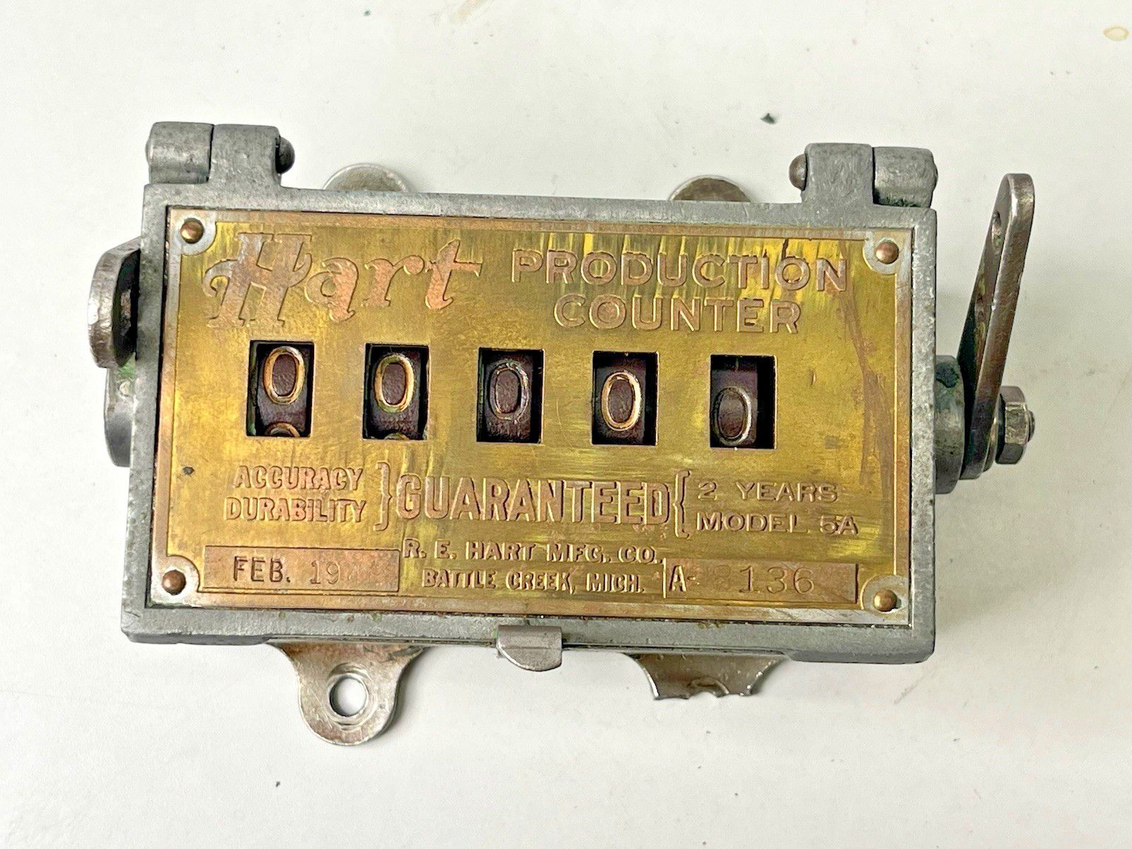R.E. Hart MFG. CO. 1940s Mechanical Production Counter Model 5A Vintage USA