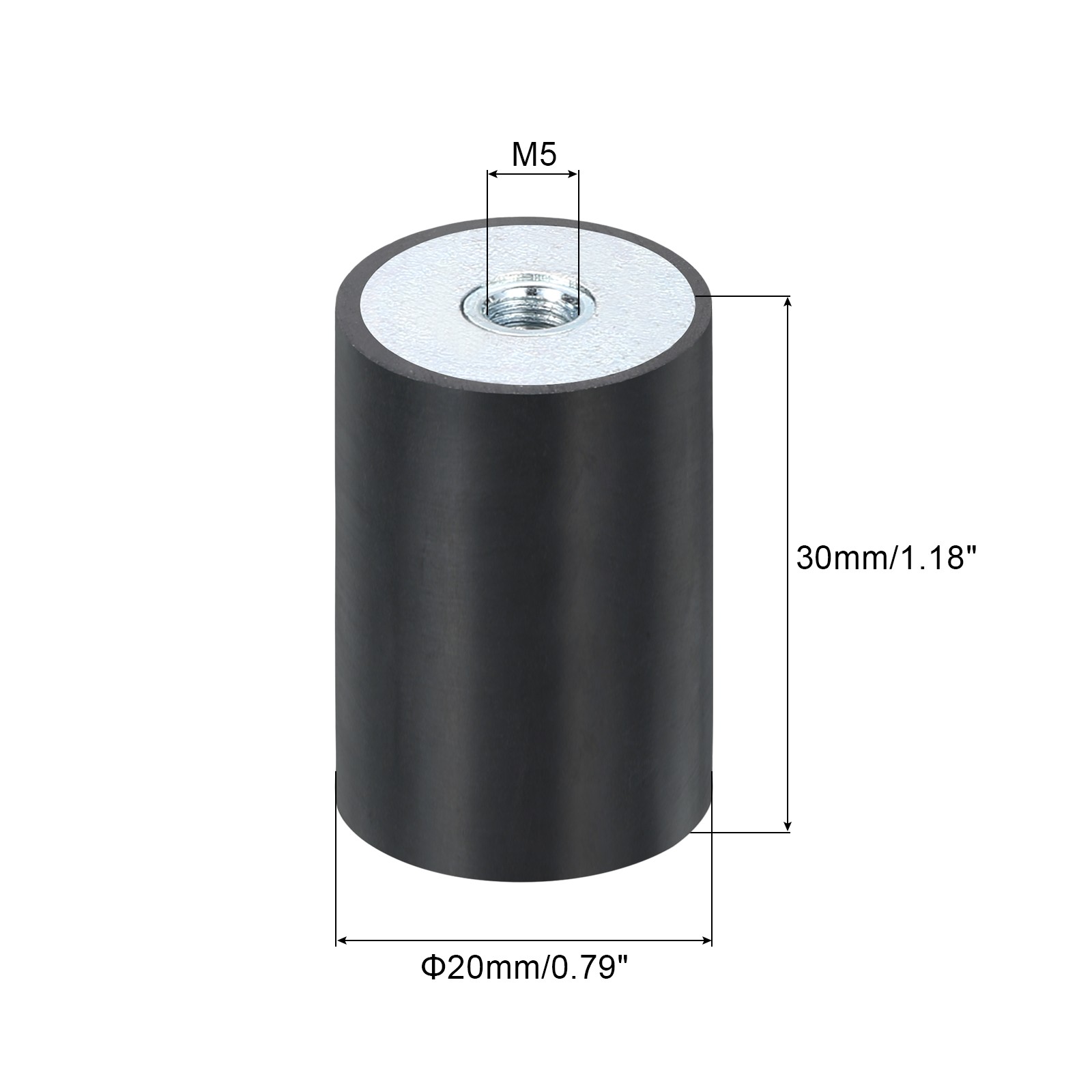 20 x 30mm M5 Thread Female Rubber Mounts, Silent Block Base Block 2Pcs