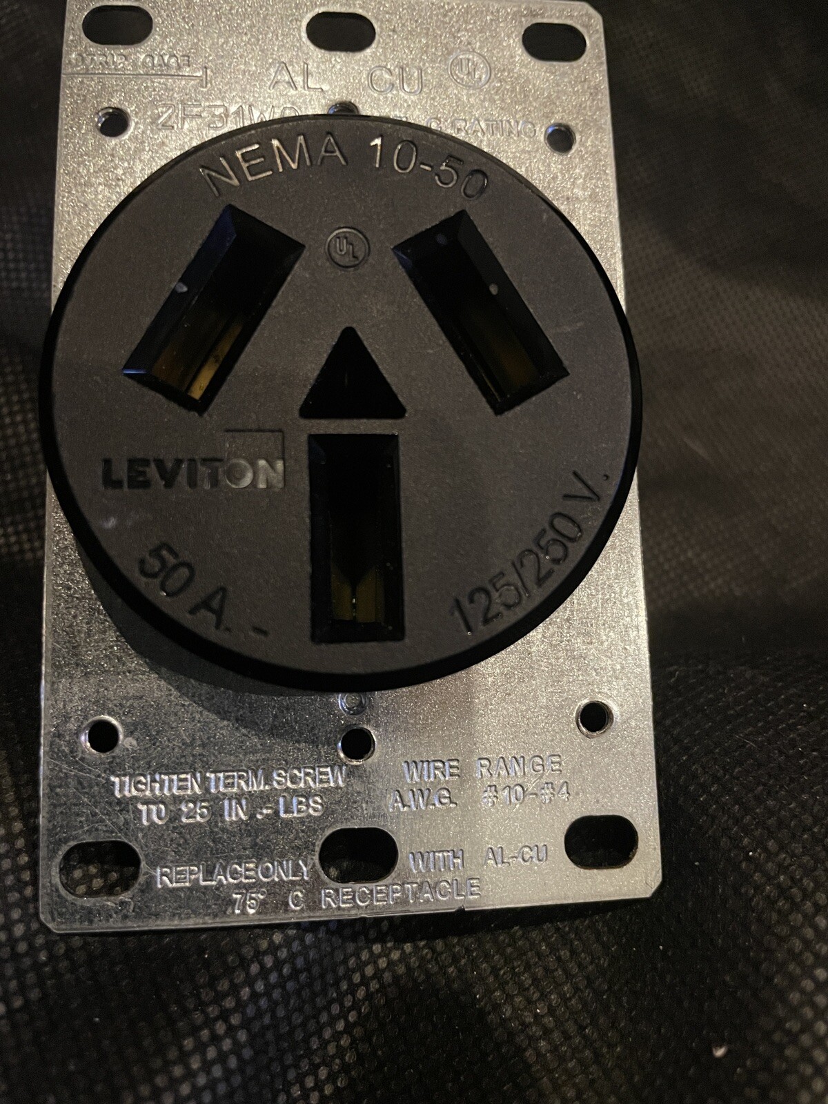 New Leviton OD38N B120A Plug 10-50 50A 125/250V Open Box
