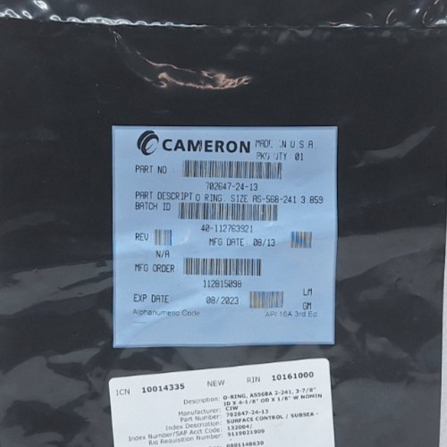 CAMERON 702647-24-13 O-RING SIZE AS568A 2-241 3.859 LOT OF 4 PCS NEW FAST SHIP