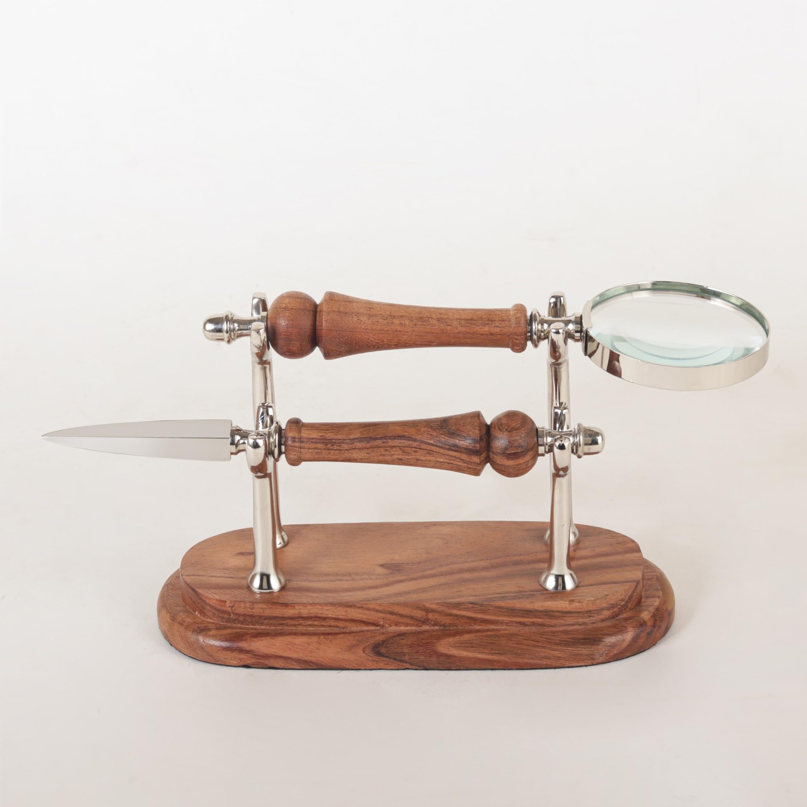DECONOOR Set with Magnifying Glass and Letter Opener, Silver And White