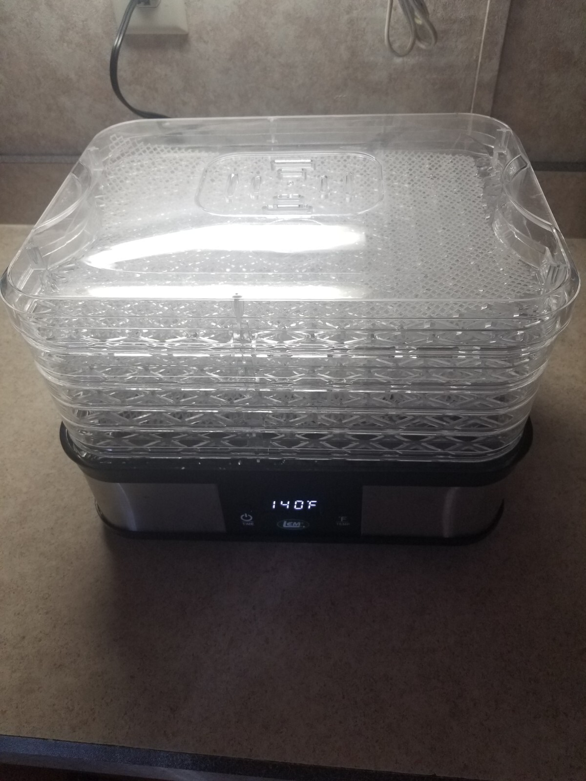 LEM Products 1378 Plastic 250W 5-Trays Silver/Black 3.5 sq. ft. Food Dehydrator