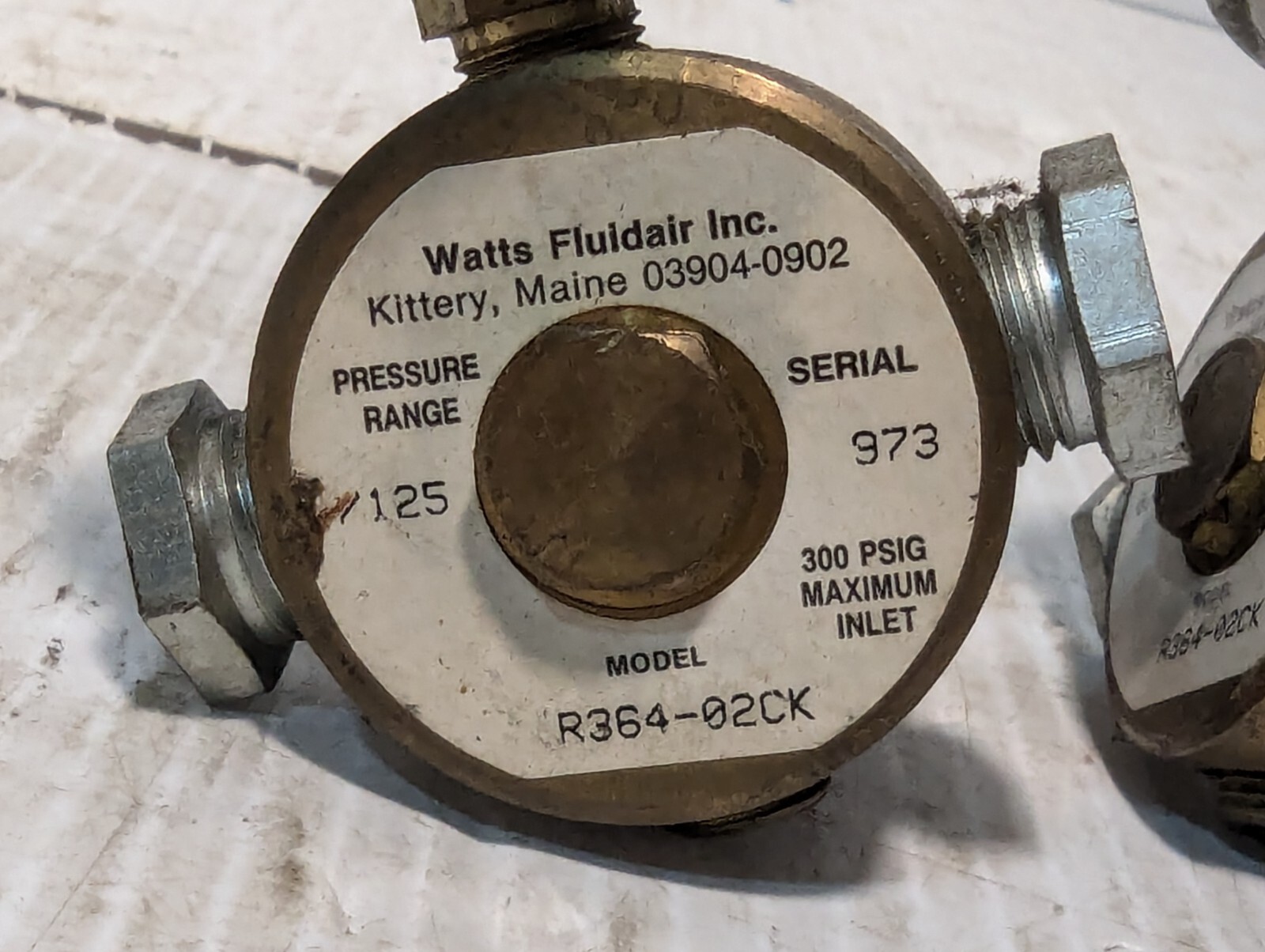Watts Fluidair Miniature Regulator R364-02CK, 125 PSIG