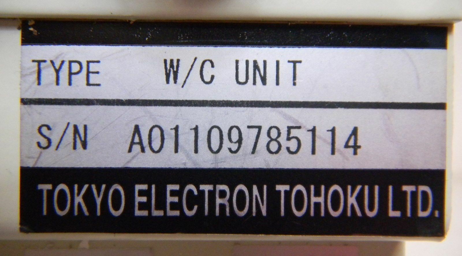 Tokyo Electron Limited Water Cooling Unit, W/C Unit, S/N A01109785114, Used