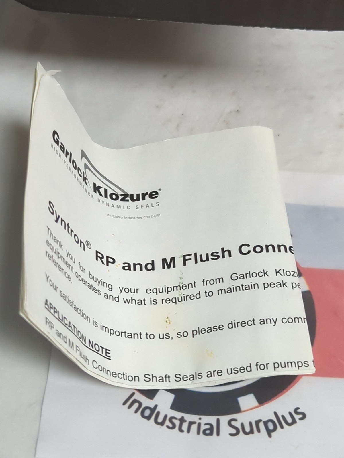 GARLOCK KLOZURE,RP-78,SYNTRON RP-78 SEAL 2-7/16 INCH NOS