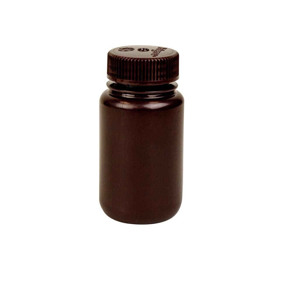 4 oz./125mL Nalgene™ Lab Quality Amber HDPE Wide Mouth Bottle w/ 38mm Cap, Lot/5