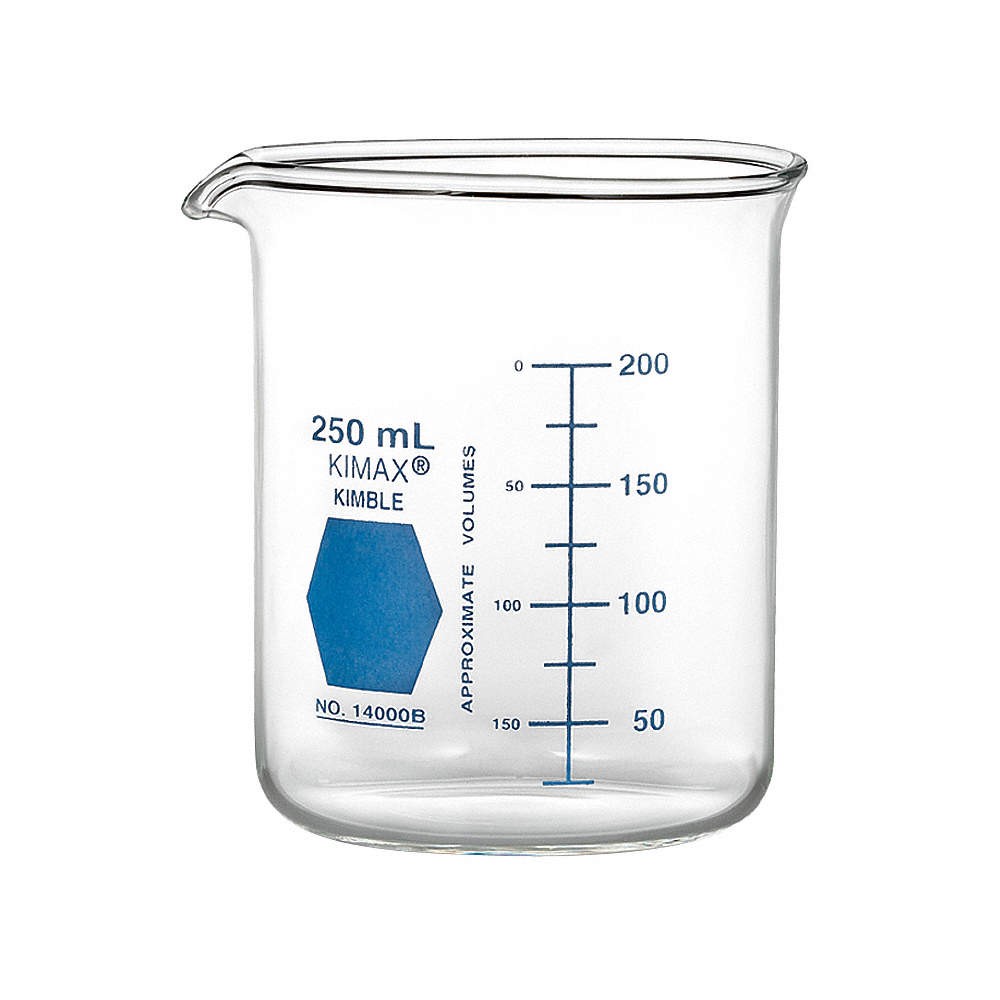 KIMBLE 14000B-150 Beaker,150 mL,81 mm H,57 mm Dia,PK12 26CV53