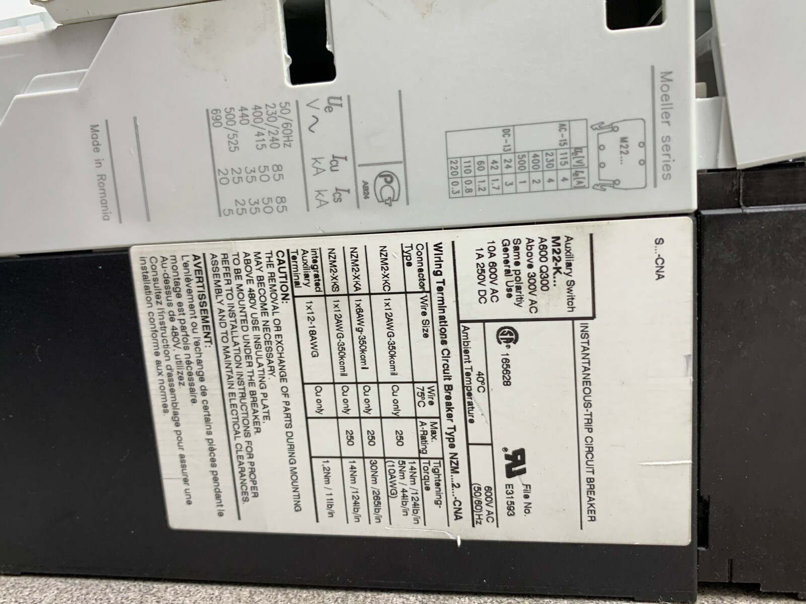 NEW EATON MOELLER 250AMP BREAKER WITH SYNCHRONIZED REMOTE OPERATOR NZM 2-XR