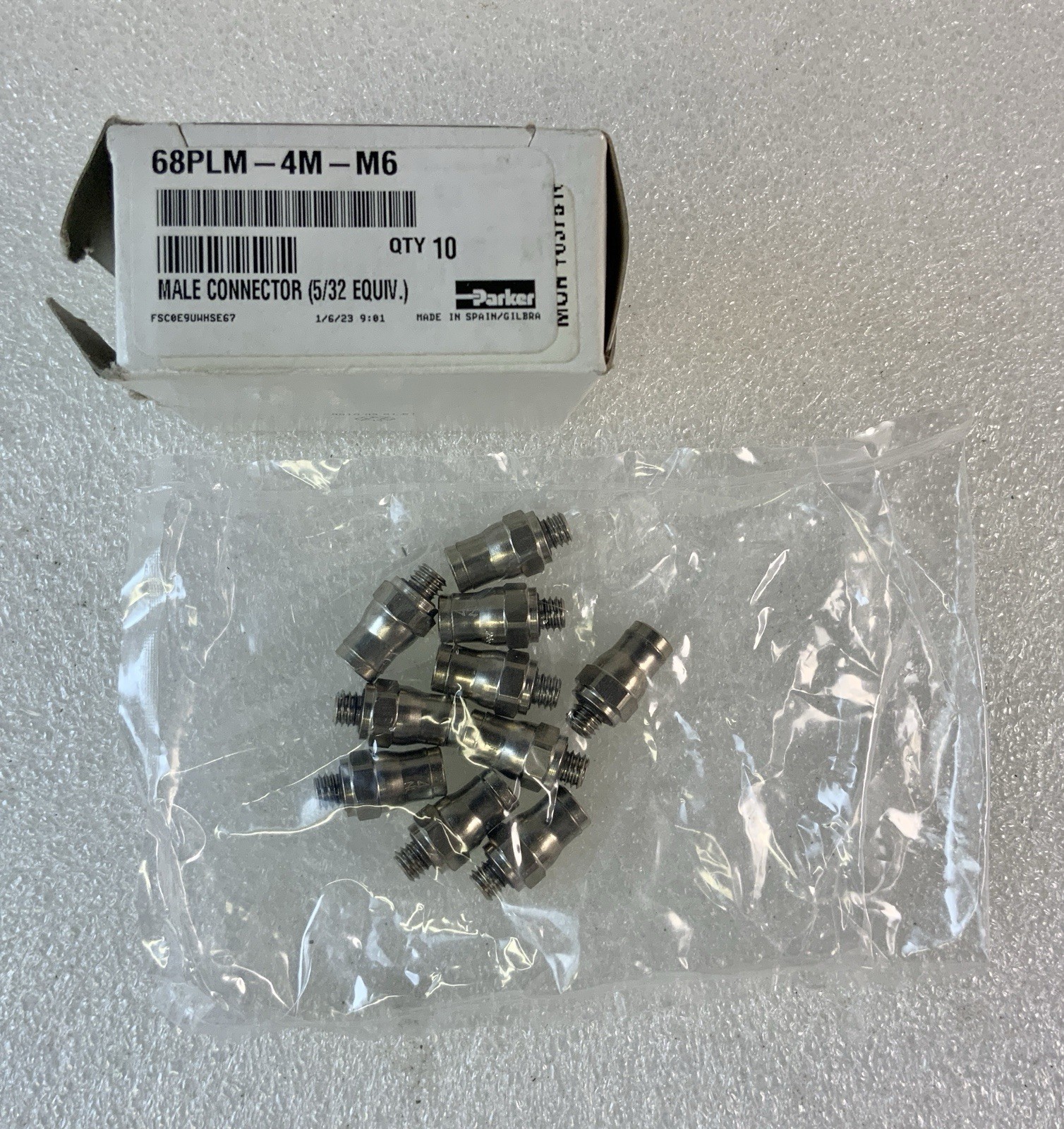 (PACK OF 10) NEW Parker 4mm Connector M6X1 Male M6 Threads P/N: 68PLM-4M-M6