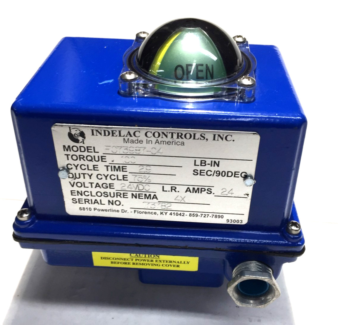 INDELAC CONTROL MODEL FC73987-04 TORQUE 100 VOLTAGE 24VDC 2.4 AMP NEMA 4X NEW E3