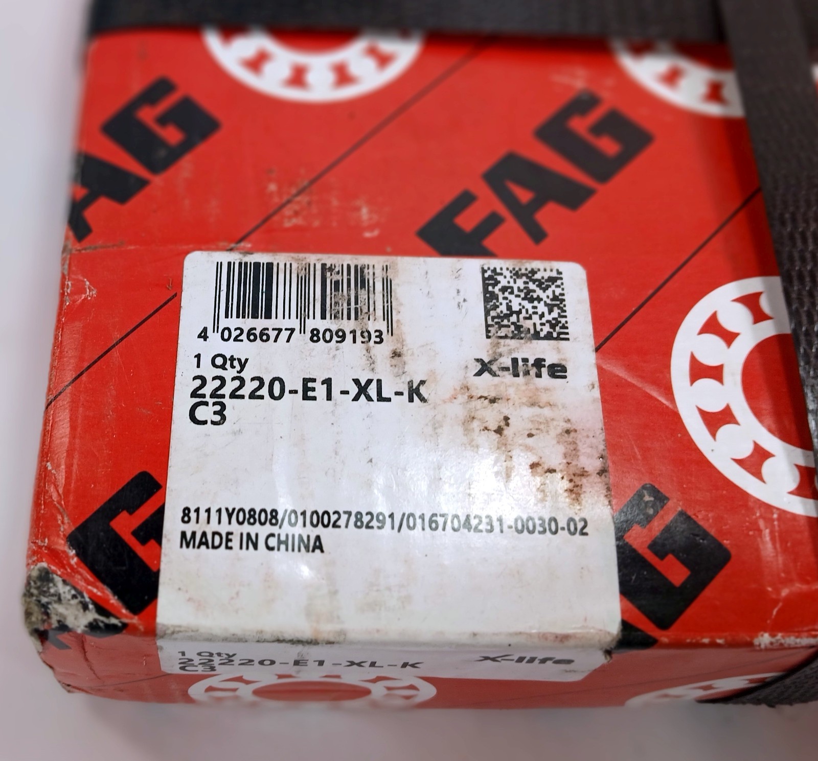 1 NEW FAG 22220-E1-XL-K 100X180X46mm SPHERICAL ROLLER BEARING NIB **MAKE OFFER**