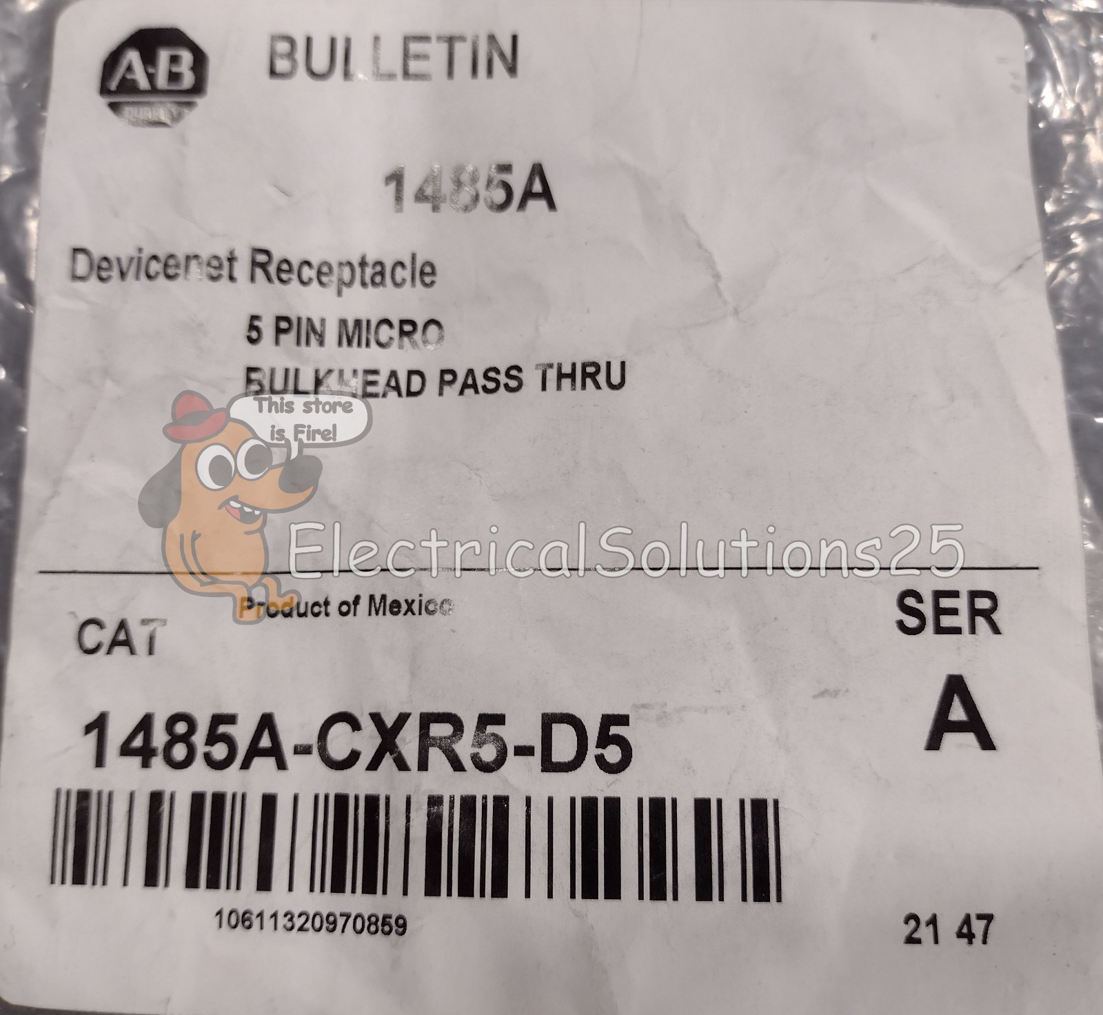 New Allen Bradley 1485A-CXR5-D5 Bulkhead Pass Through Connector – Free Shipping